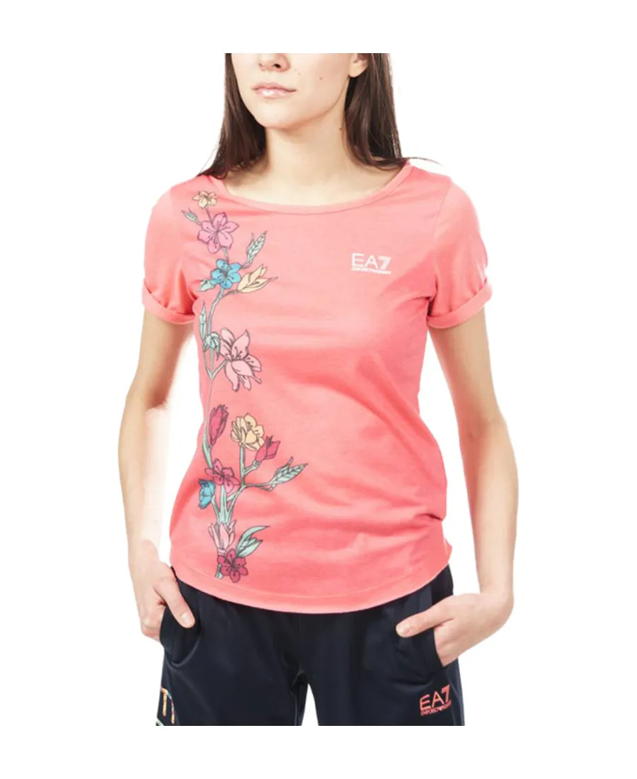 Floral Pattern Round Collar Short-Sleeved T-Shirt
