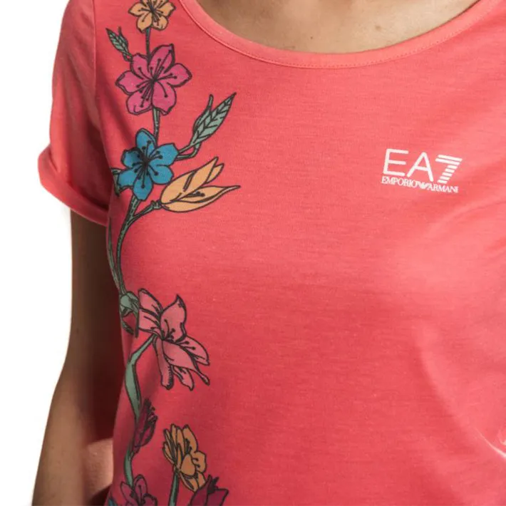 Floral Pattern Round Collar Short-Sleeved T-Shirt