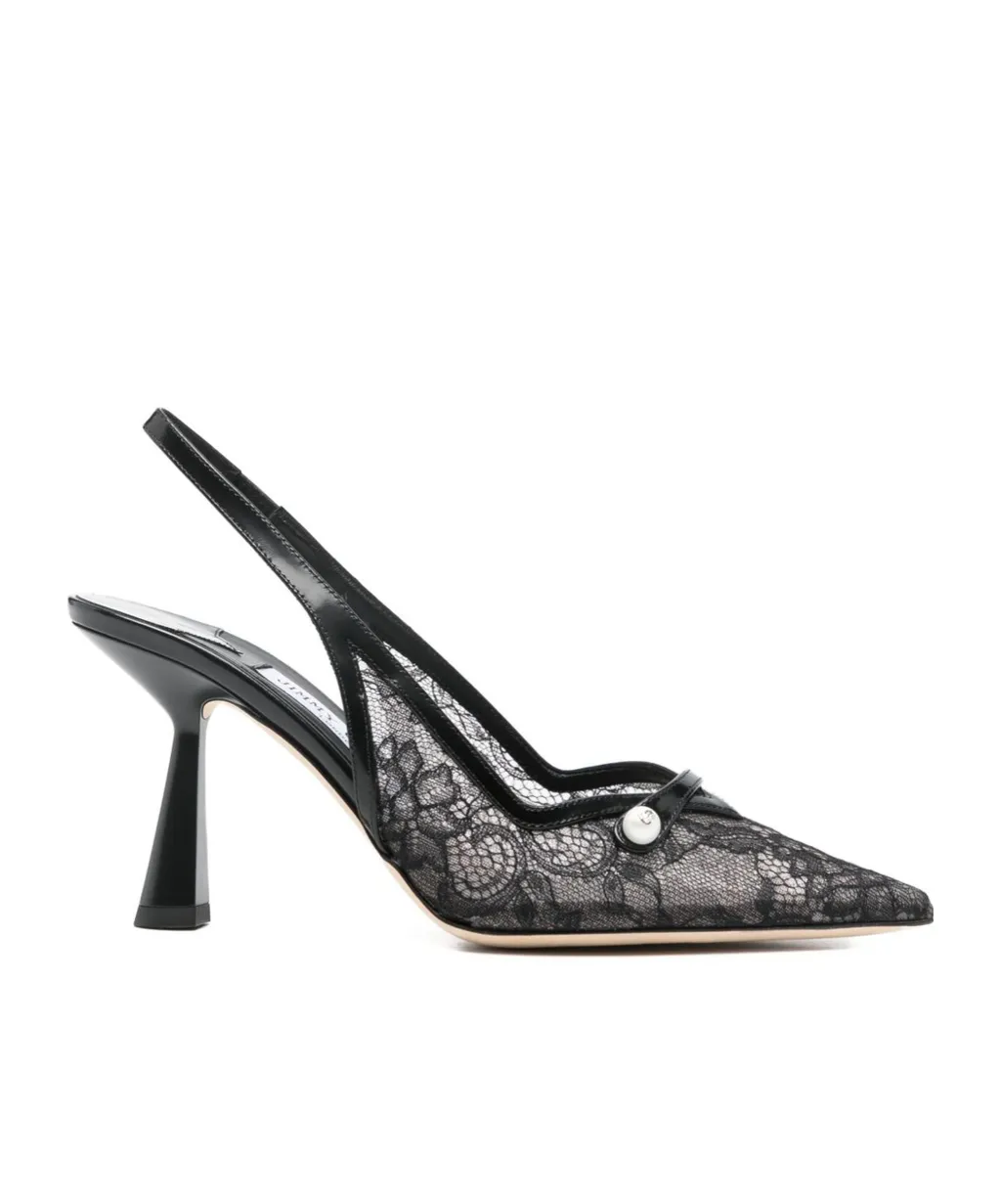 Amita 85 Lace Appliqué Heel Pumps