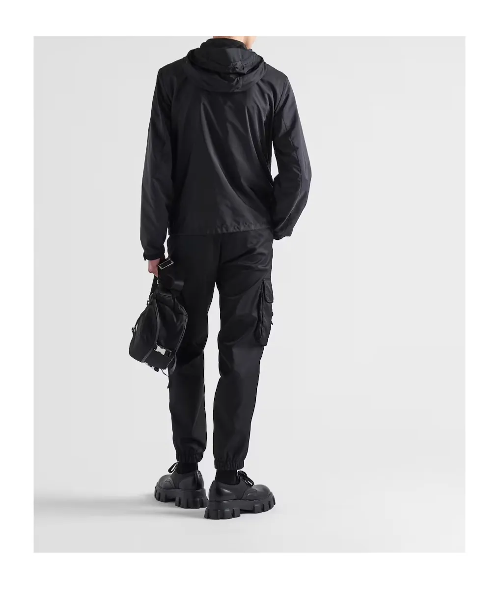 Prada Logo Plaque Zip-Up Hooded Jacket