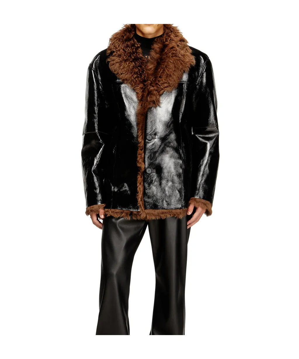 Long-Sleeved Leather Jacket