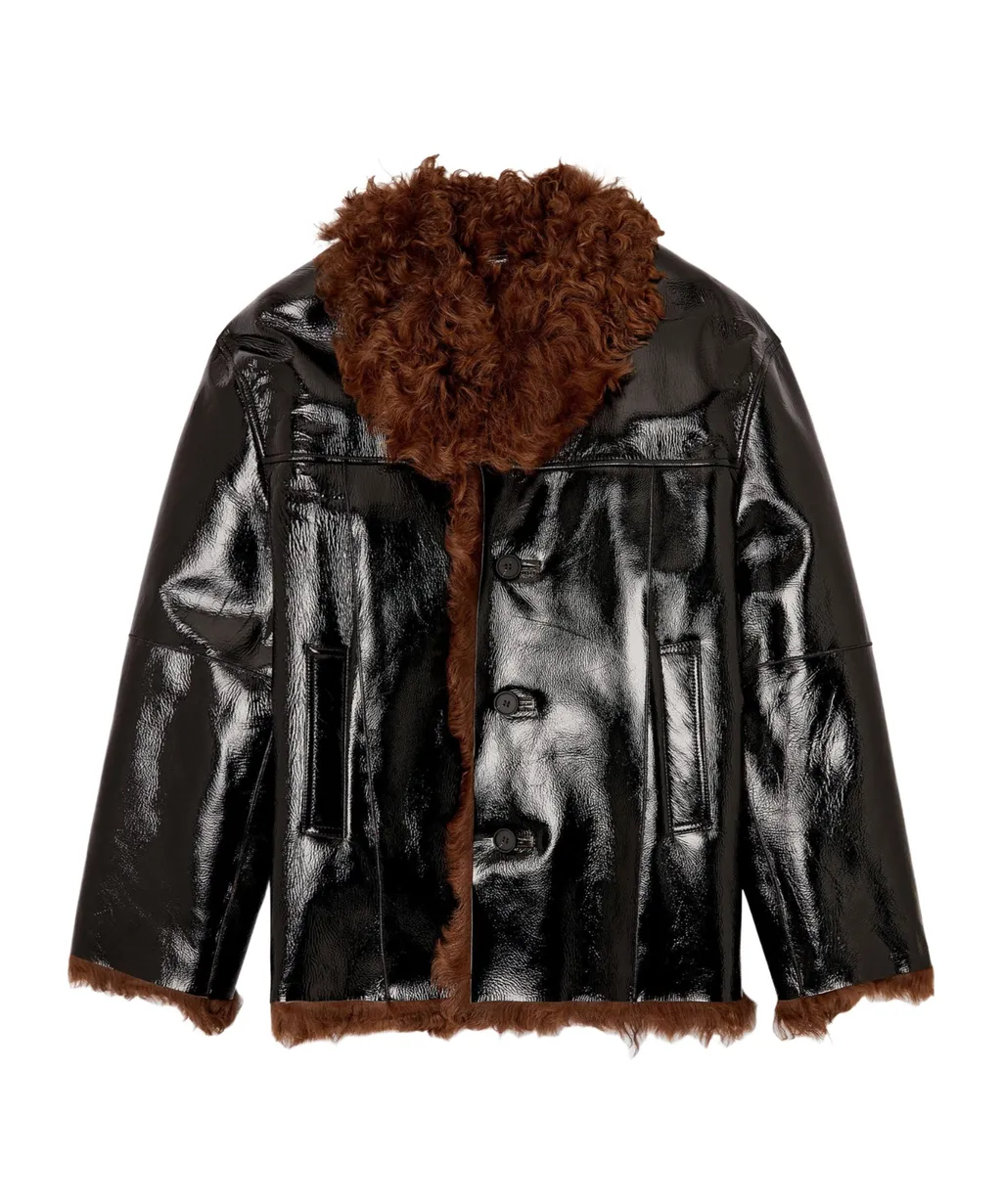 Long-Sleeved Leather Jacket
