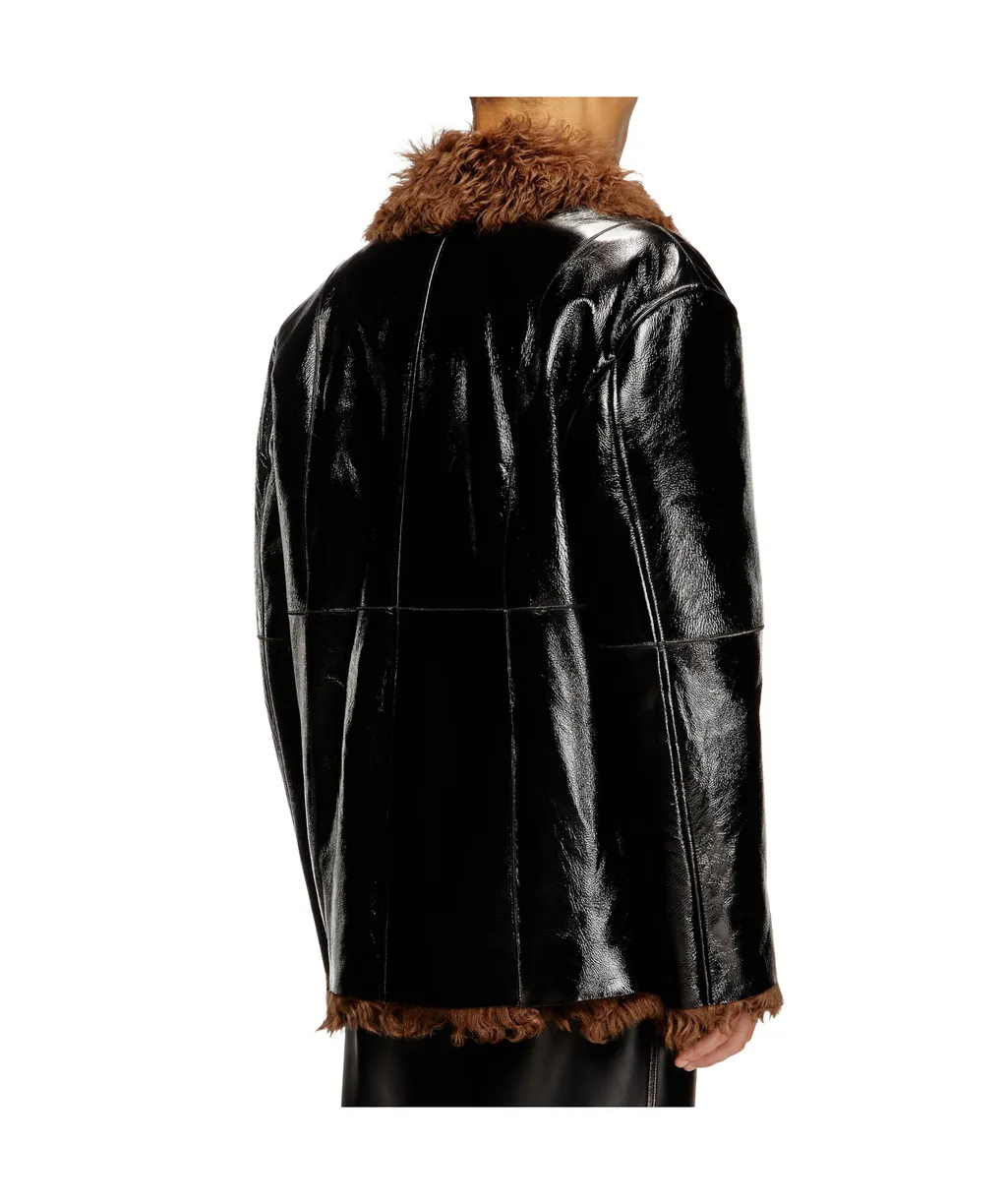 Long-Sleeved Leather Jacket
