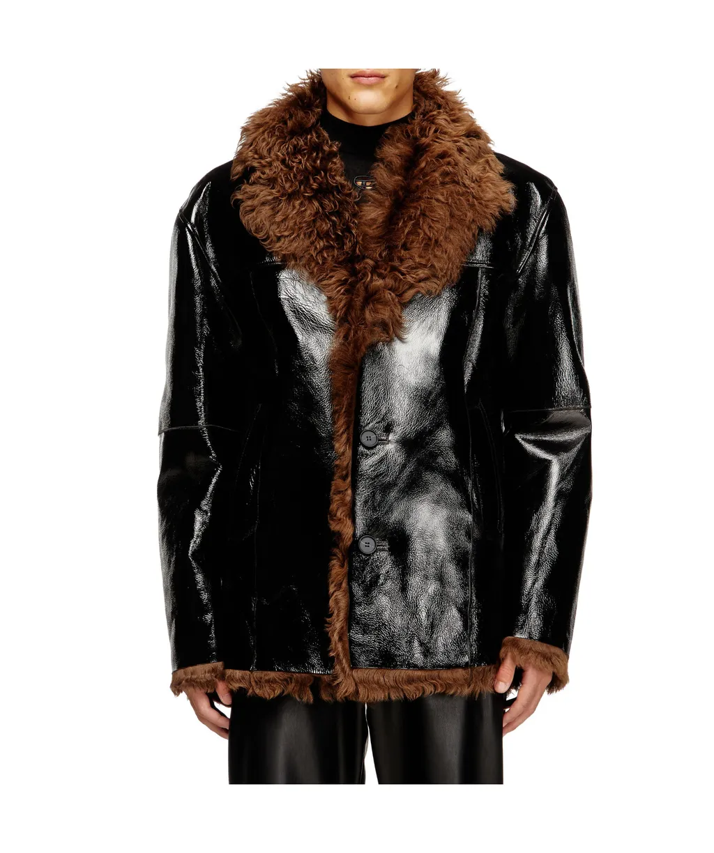 Long-Sleeved Leather Jacket