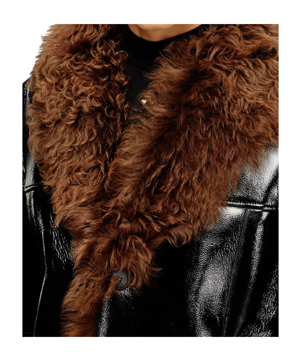 Long-Sleeved Leather Jacket