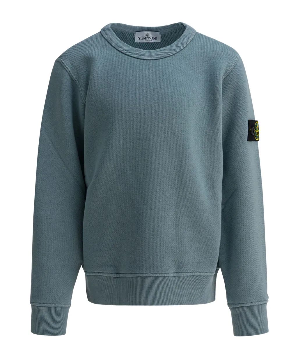 Stone Island Junior Long Sleeved Logo Patch Sweatshirt