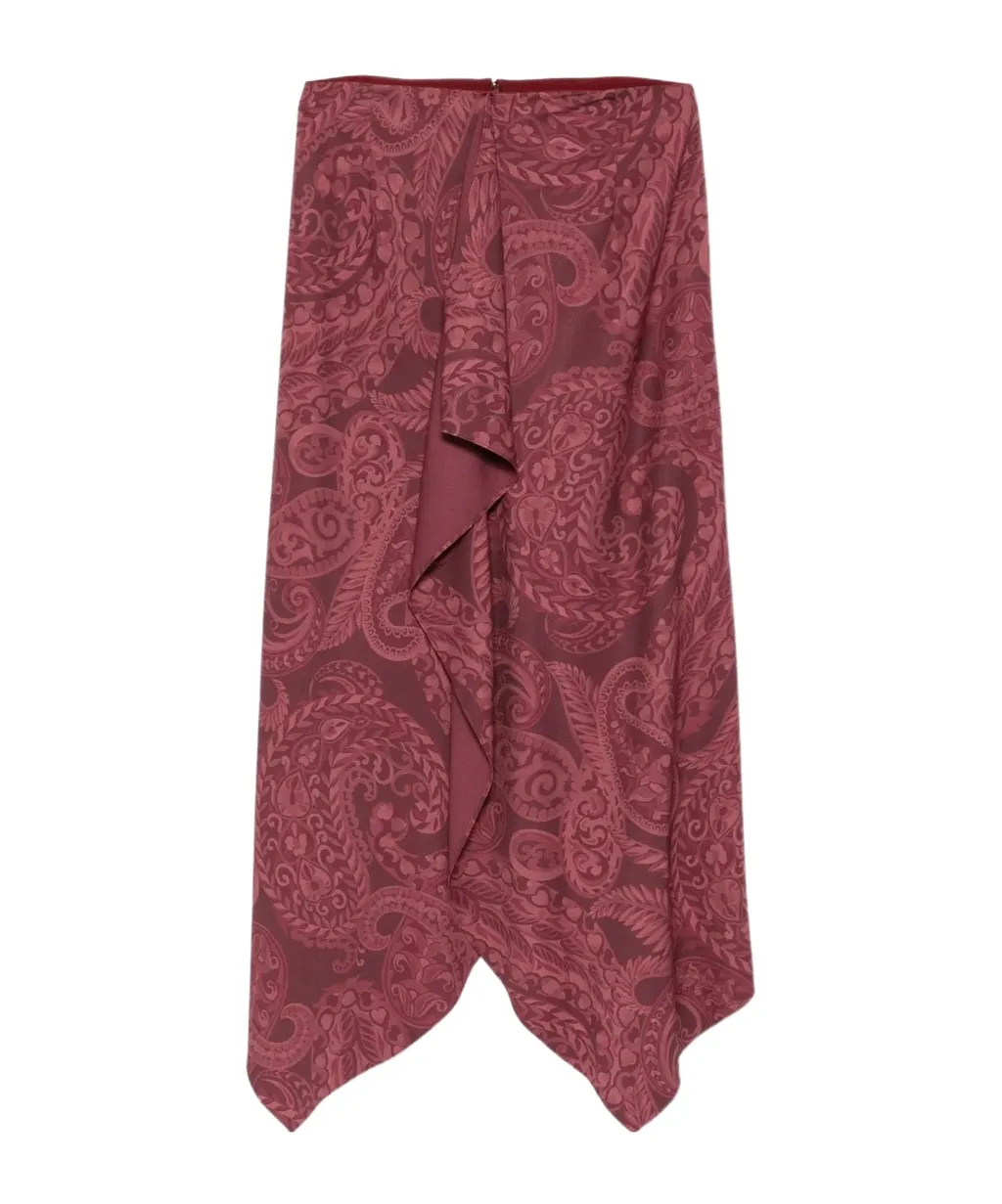 Paisley-Print Ruffled Skirt