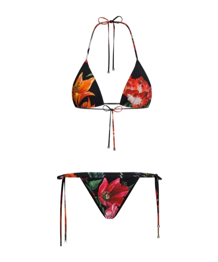 Dolce & Gabbana Floral Printed Triangle Bikini Set