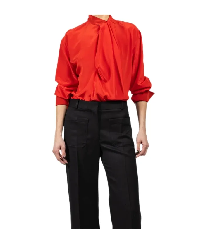 Victoria Beckham Tied-Neck Asymmetric Hem Shirt