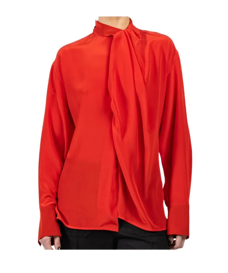 Victoria Beckham Tied-Neck Asymmetric Hem Shirt