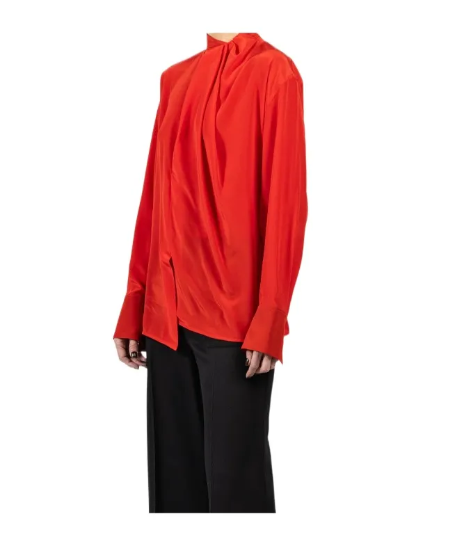 Victoria Beckham Tied-Neck Asymmetric Hem Shirt