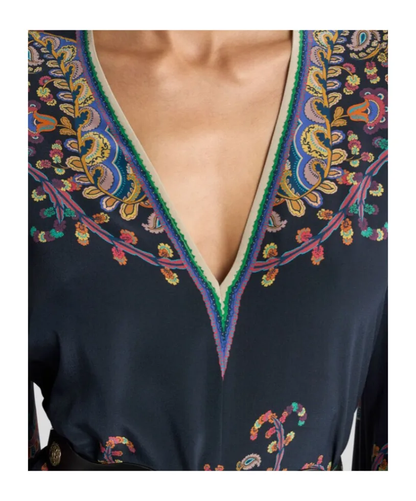 Etro Paisley-Printed Long-Sleeved Dress