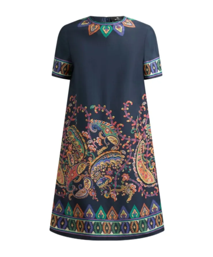 Etro Placed Floral Paisley Printed Mini Tunic Dress