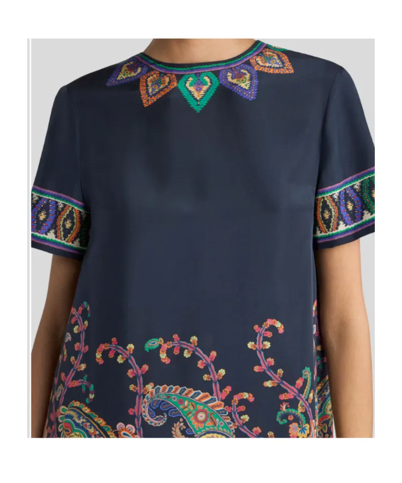 Etro Placed Floral Paisley Printed Mini Tunic Dress