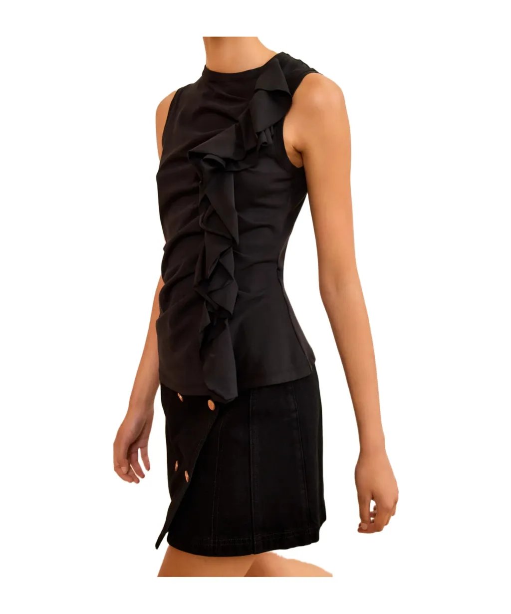 Clio Ruched Ruffle Top