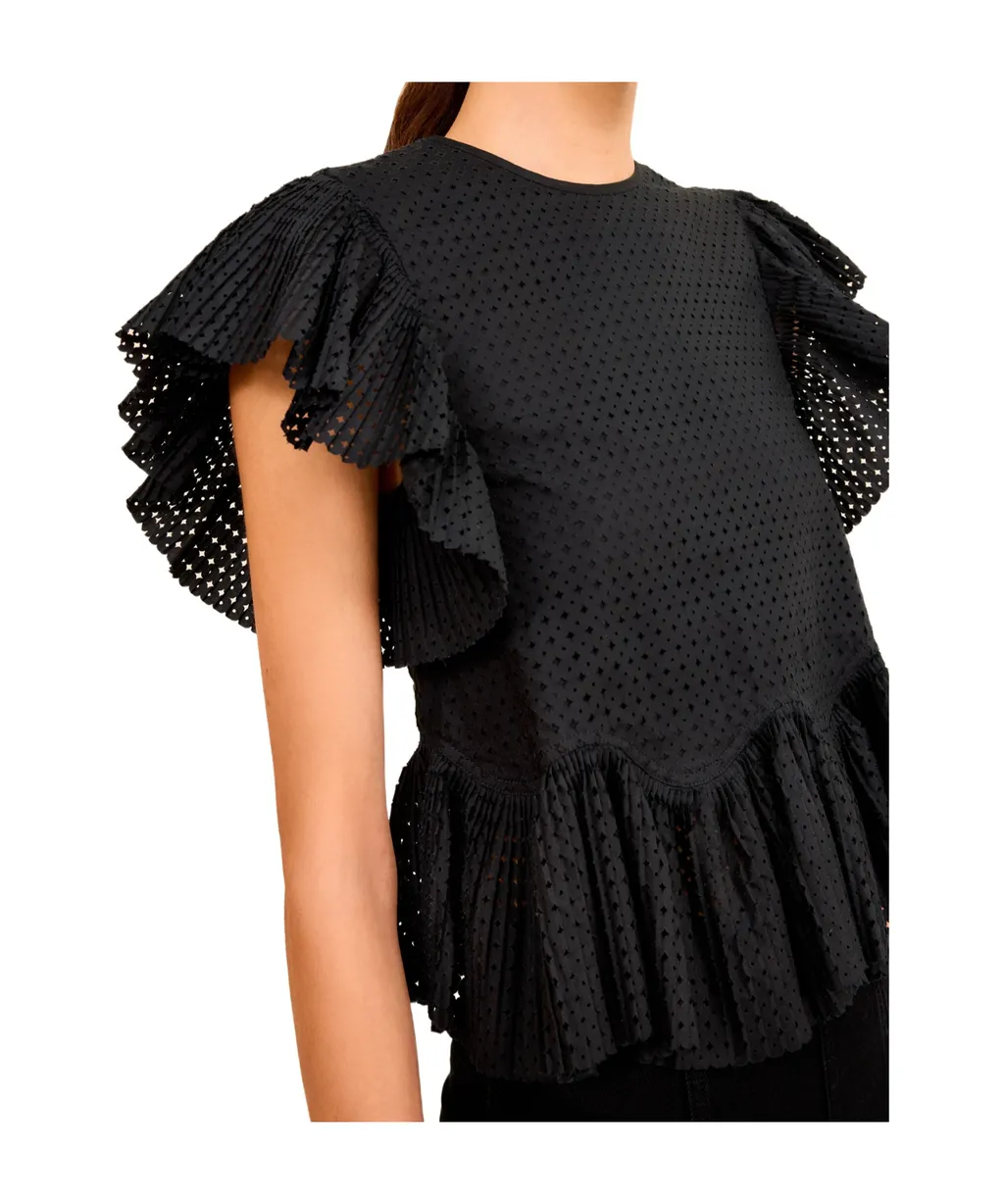 Clio Ruched Ruffle Top