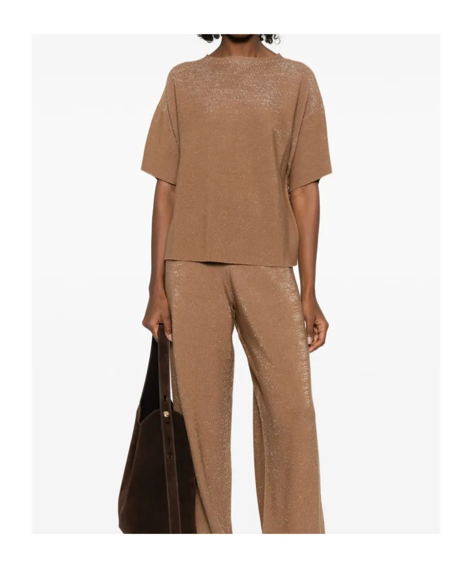 Fabiana Filippi Lurex Thread Crewneck Ribbed Top