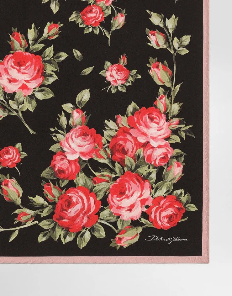 Dolce & Gabbana Rose Bouquet-Printed Twill Scarf