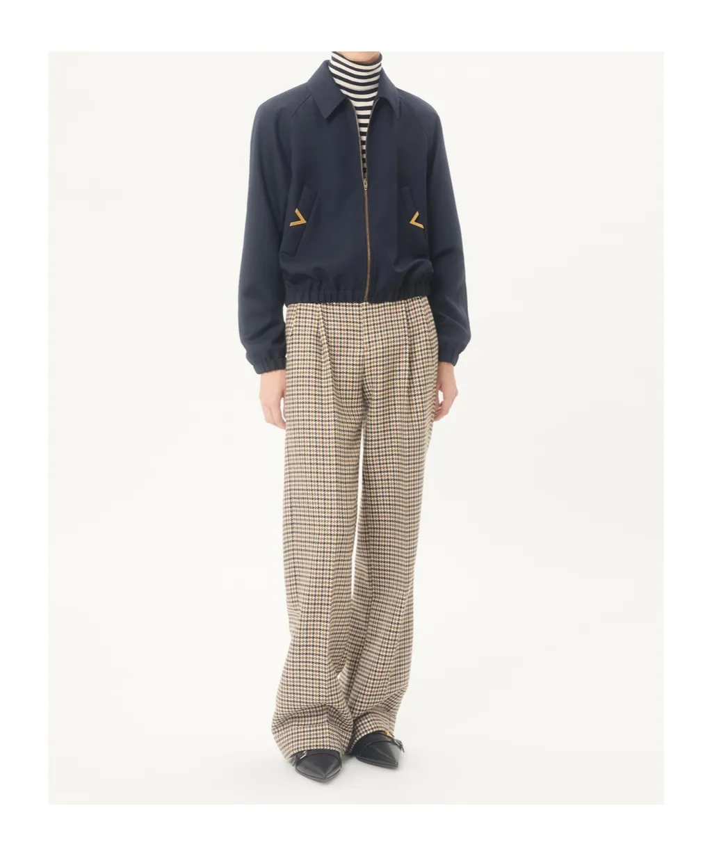 Valentino Logo Plaque Zip-Up Bomber Jacket