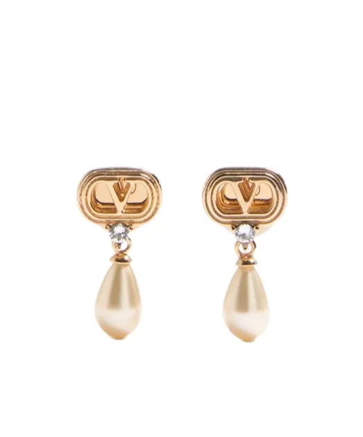 Valentino Ovalette Vlogo Signature Drop Earrings