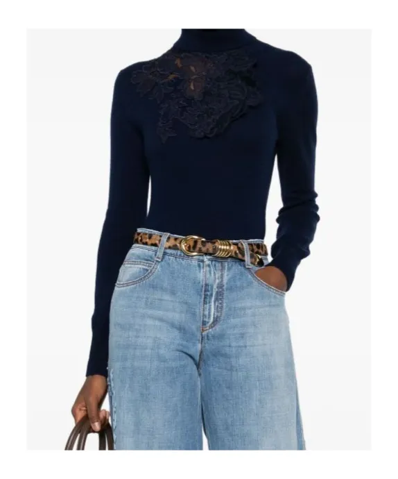 Ermanno Scervino Floral-Lace High-Neck Jumper