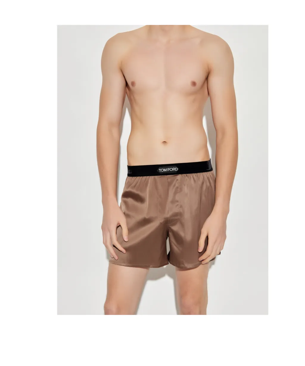 Logo-Waistband Silk Boxers