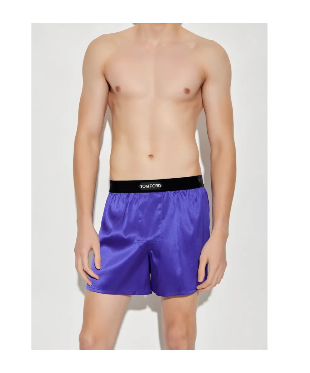 Logo-Waistband Silk Boxers