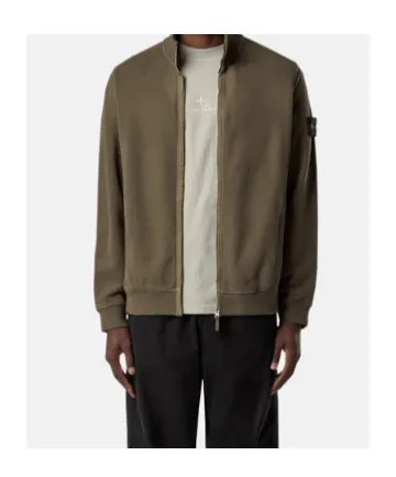 Stone Island Logo Patch Zip-Up Sweatshirt