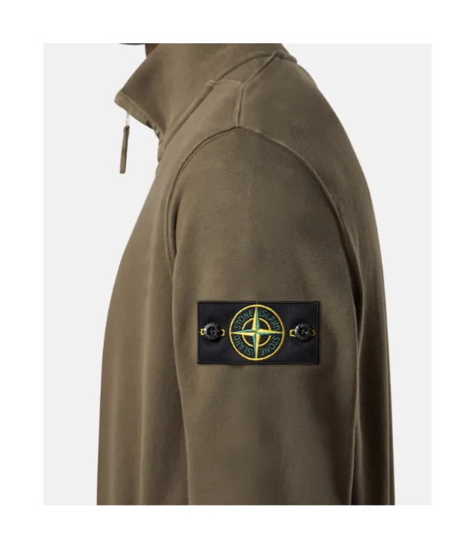 Stone Island Logo Patch Zip-Up Sweatshirt