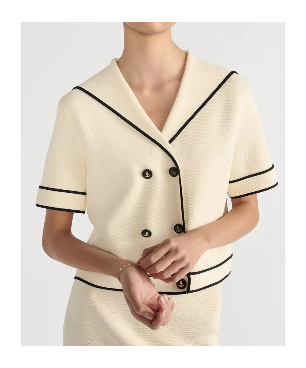 Short-Sleeved Jacket With Sailor Collar