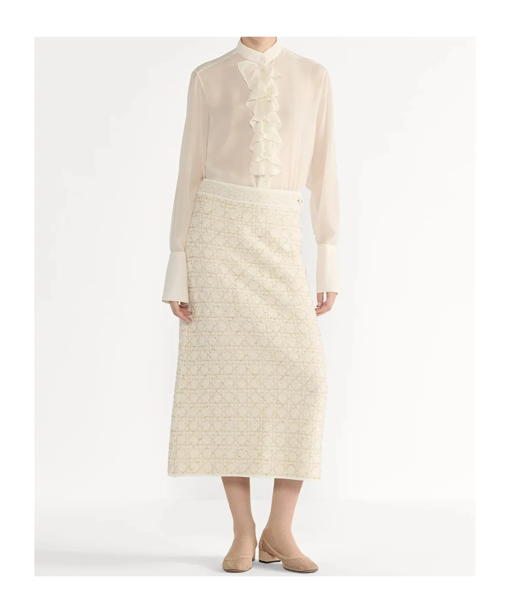 Blouse With Ruffled Neckline