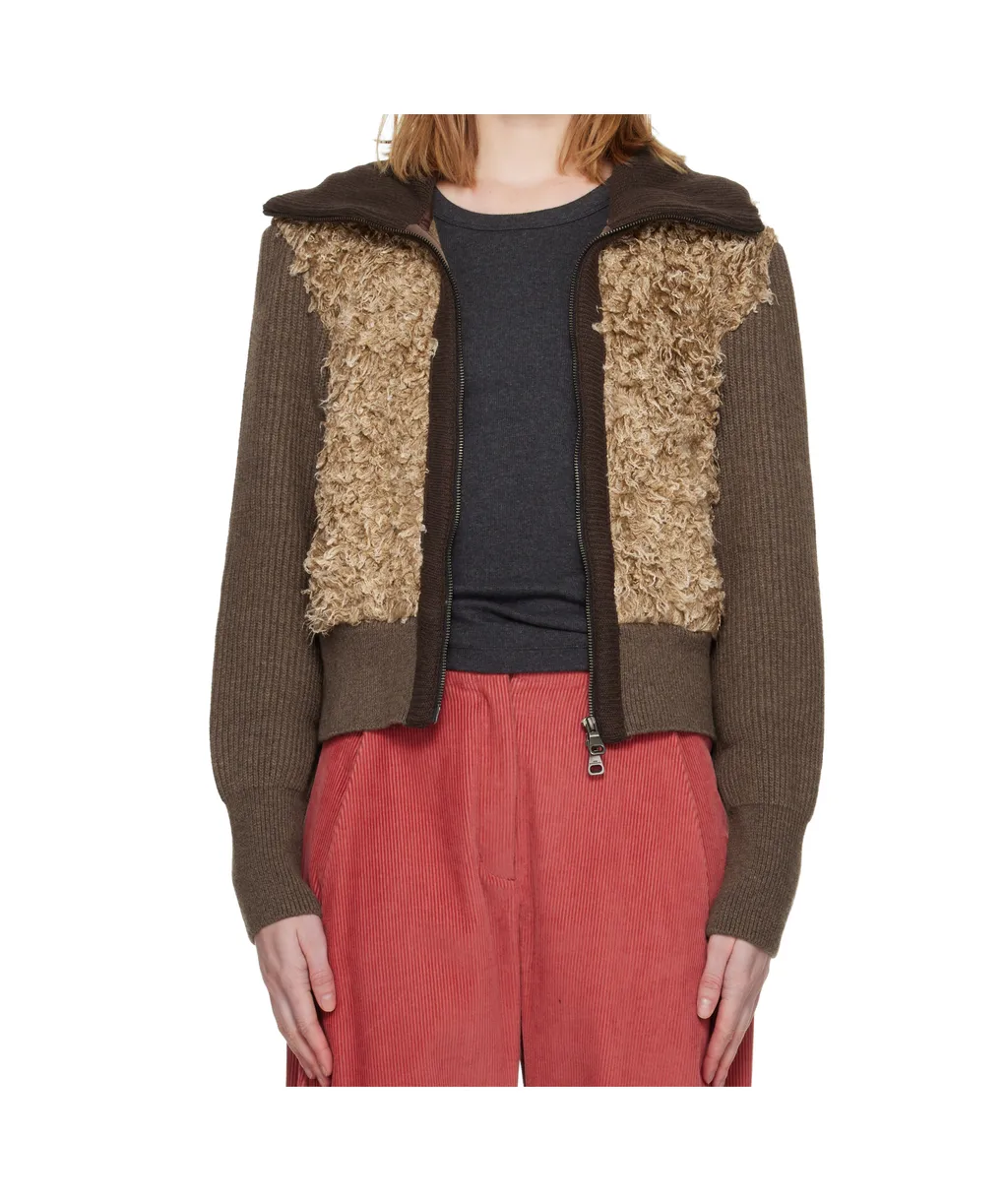 Fur Combo Knit Cardigan