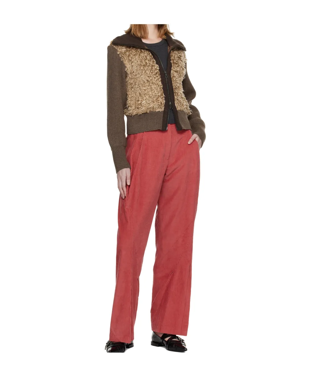Fur Combo Knit Cardigan