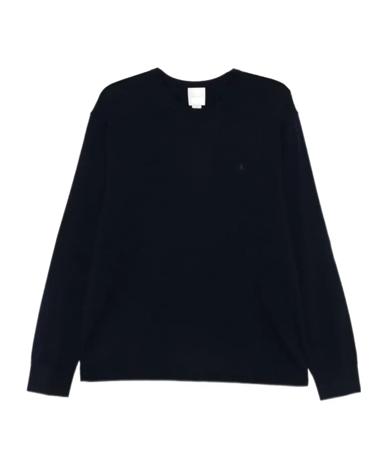 Crew Neck Ribbed Knit Sweater