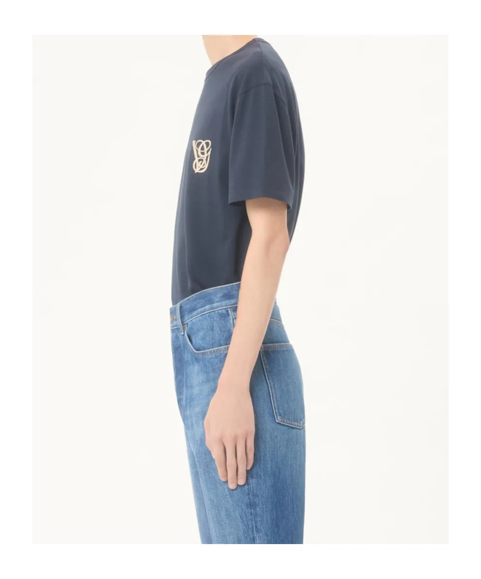 Valentino Logo Embroidered Crewneck T-Shirt