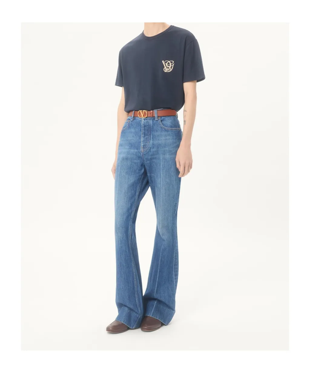 Valentino Logo Embroidered Crewneck T-Shirt