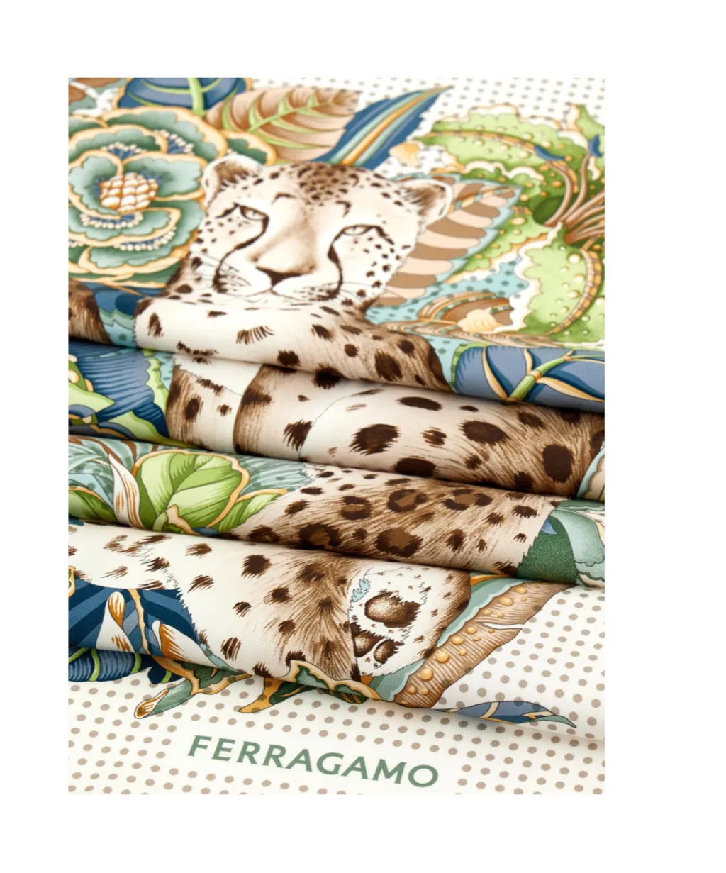 Ferragamo Cheetah Printed Square Shape Scarf