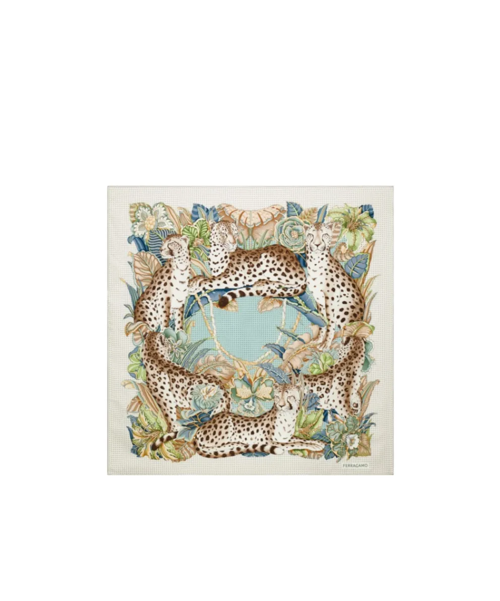 Ferragamo Cheetah Printed Square Shape Scarf