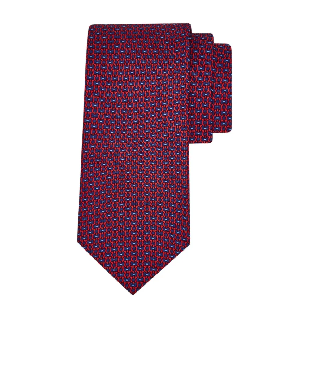 Gancini Print Silk Tie