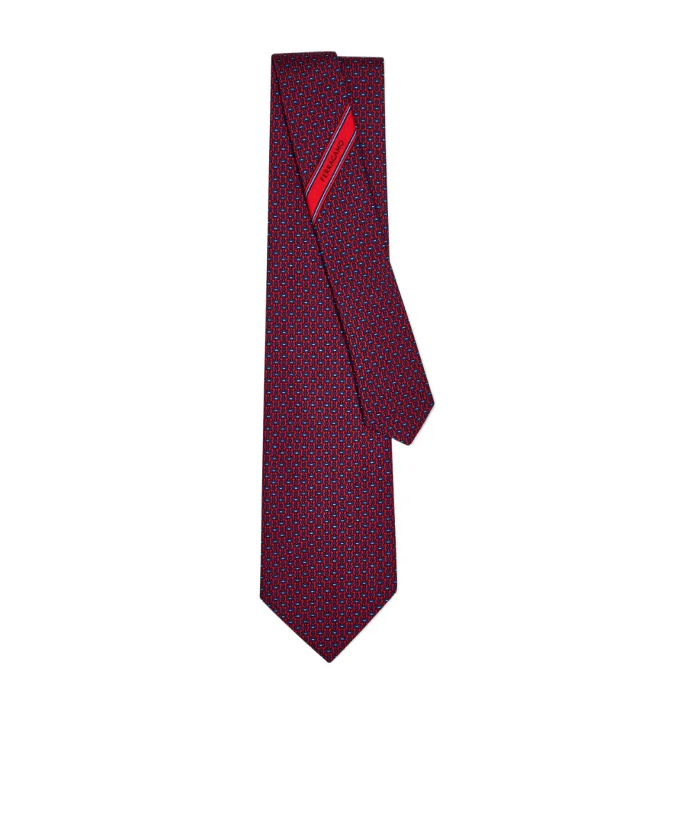 Gancini Print Silk Tie
