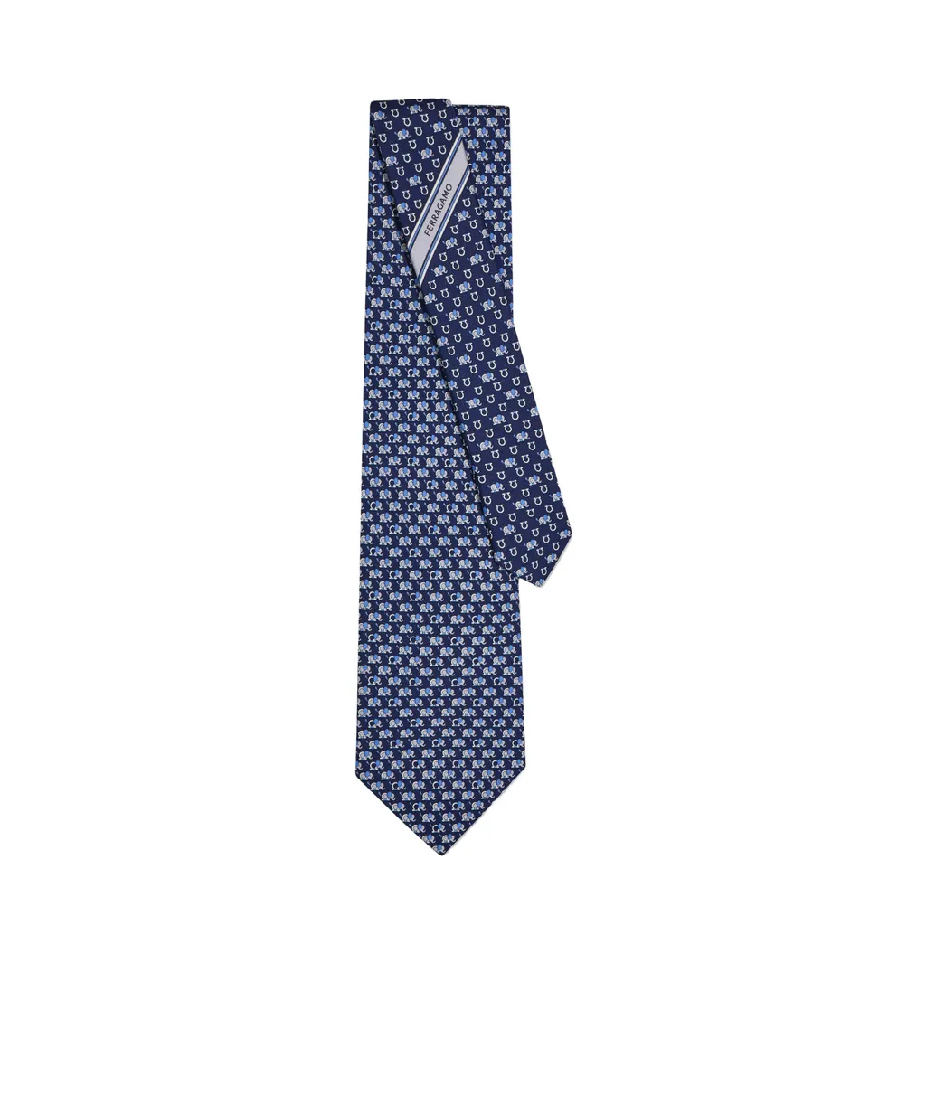 Elephant Print Silk Tie