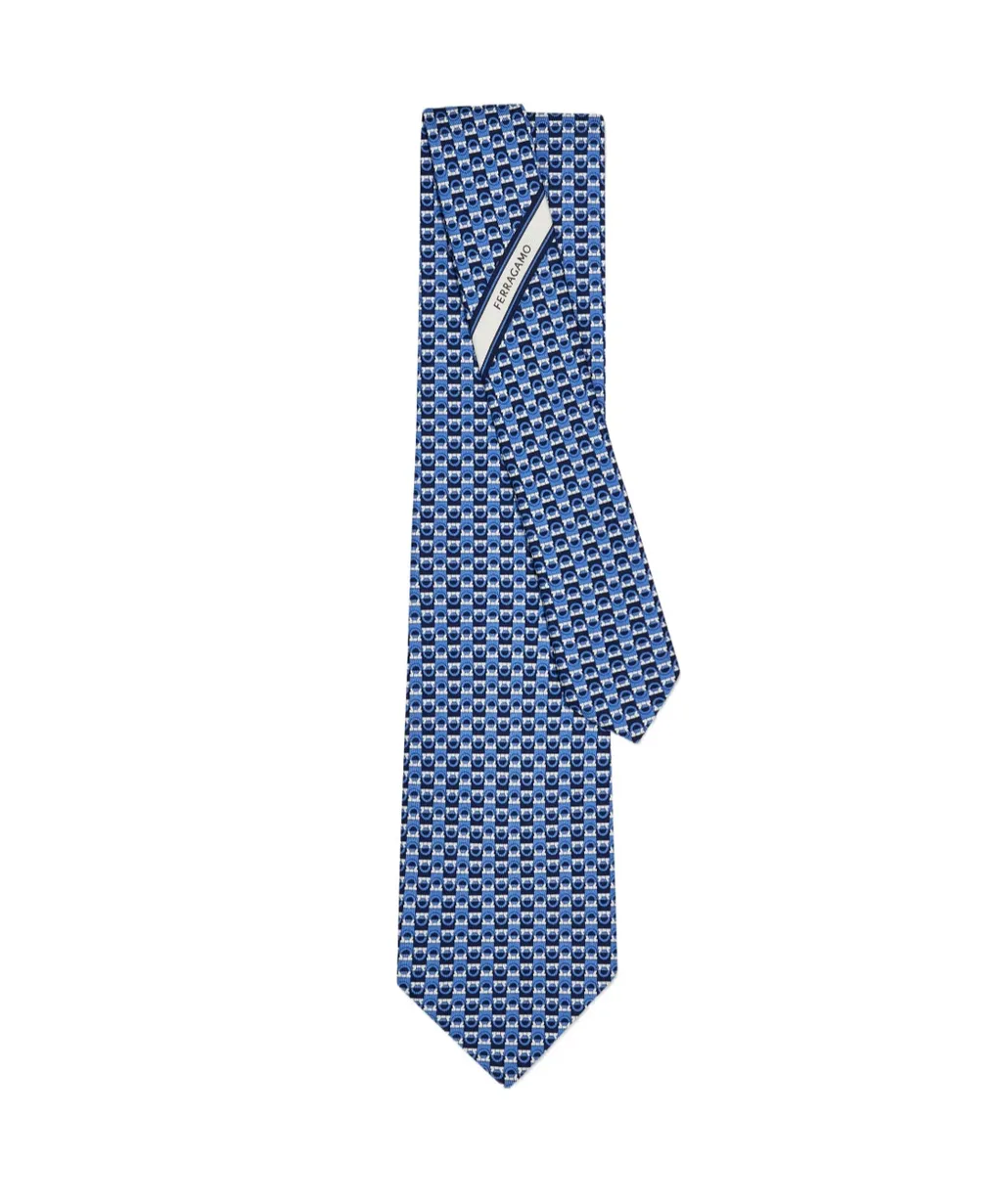 Ferragamo Gancini Bicolor Print Tie