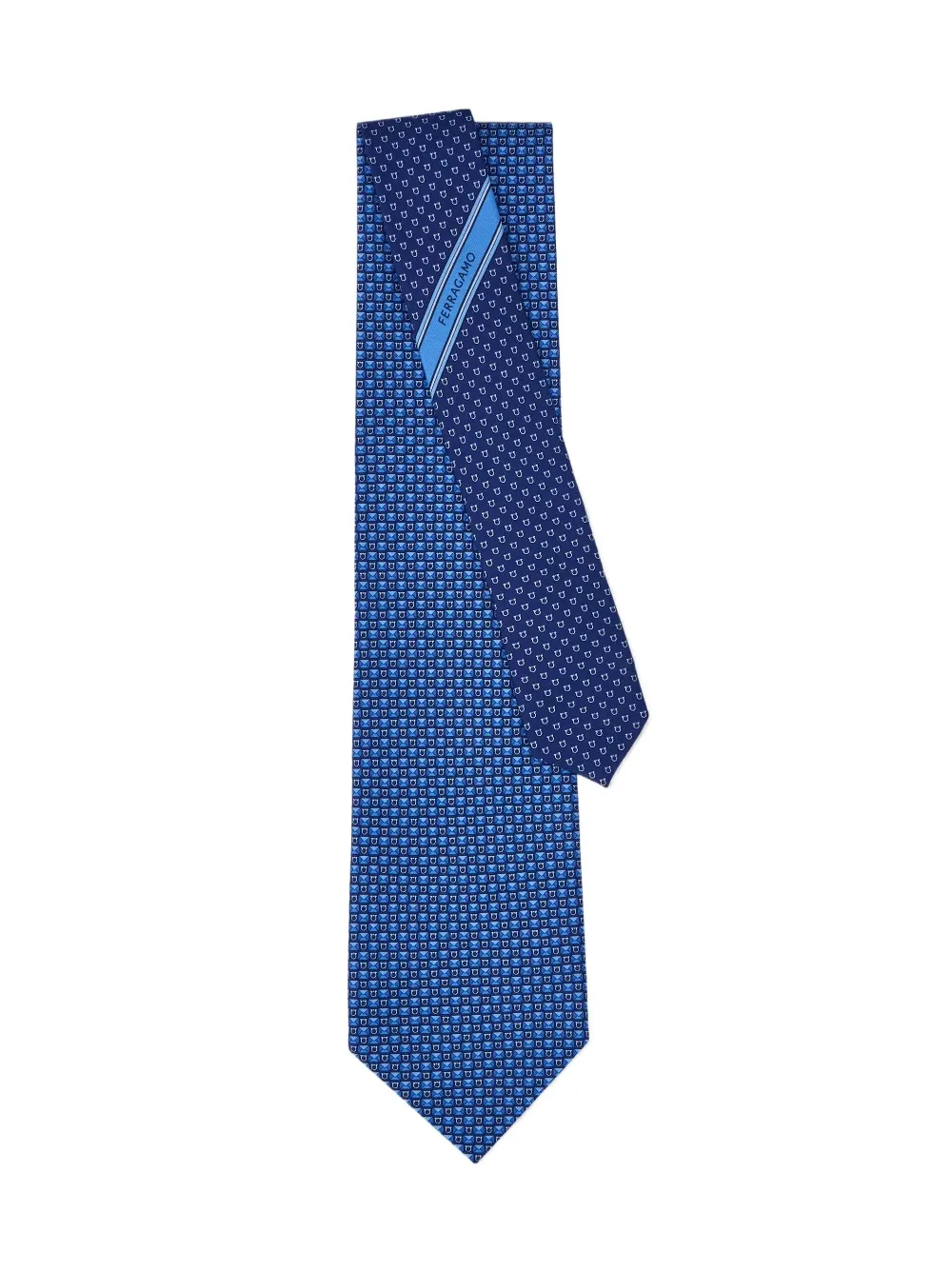 Gancini Letter Print Silk Tie