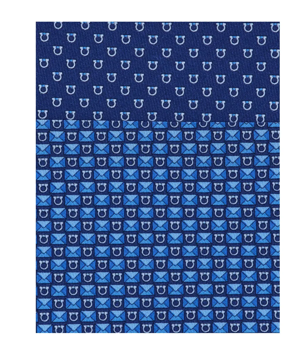 Gancini Letter Print Silk Tie