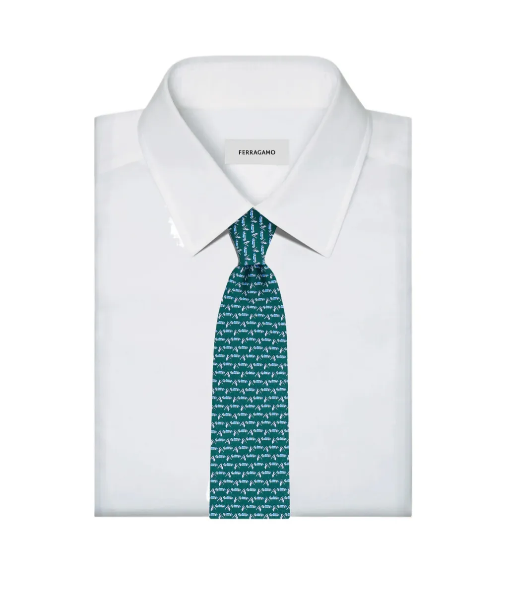 Race Print Silk Tie