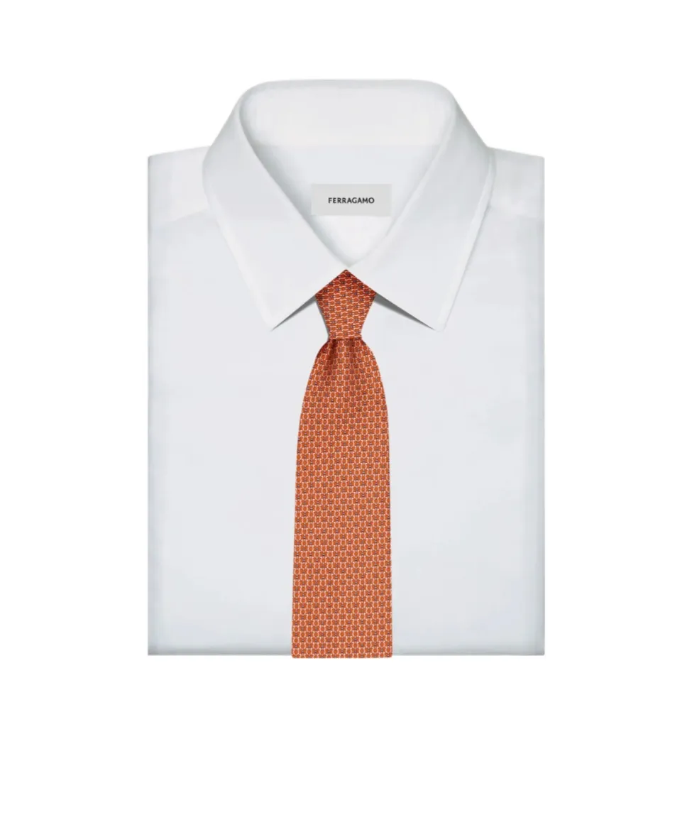 Ferragamo Gancini Print Pointed-Tip Tie