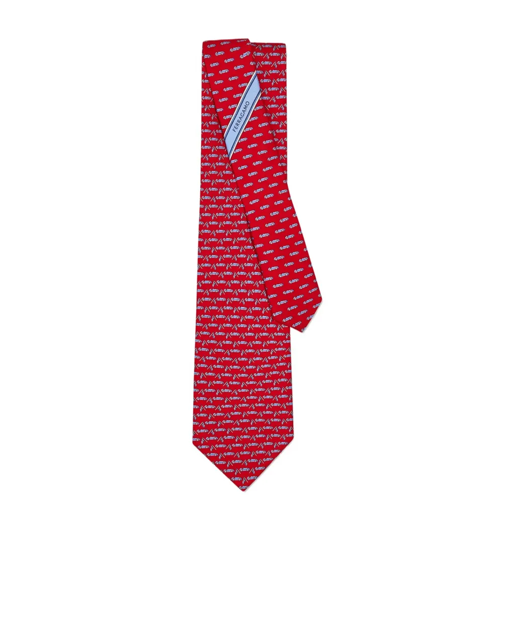 Race Print Silk Tie