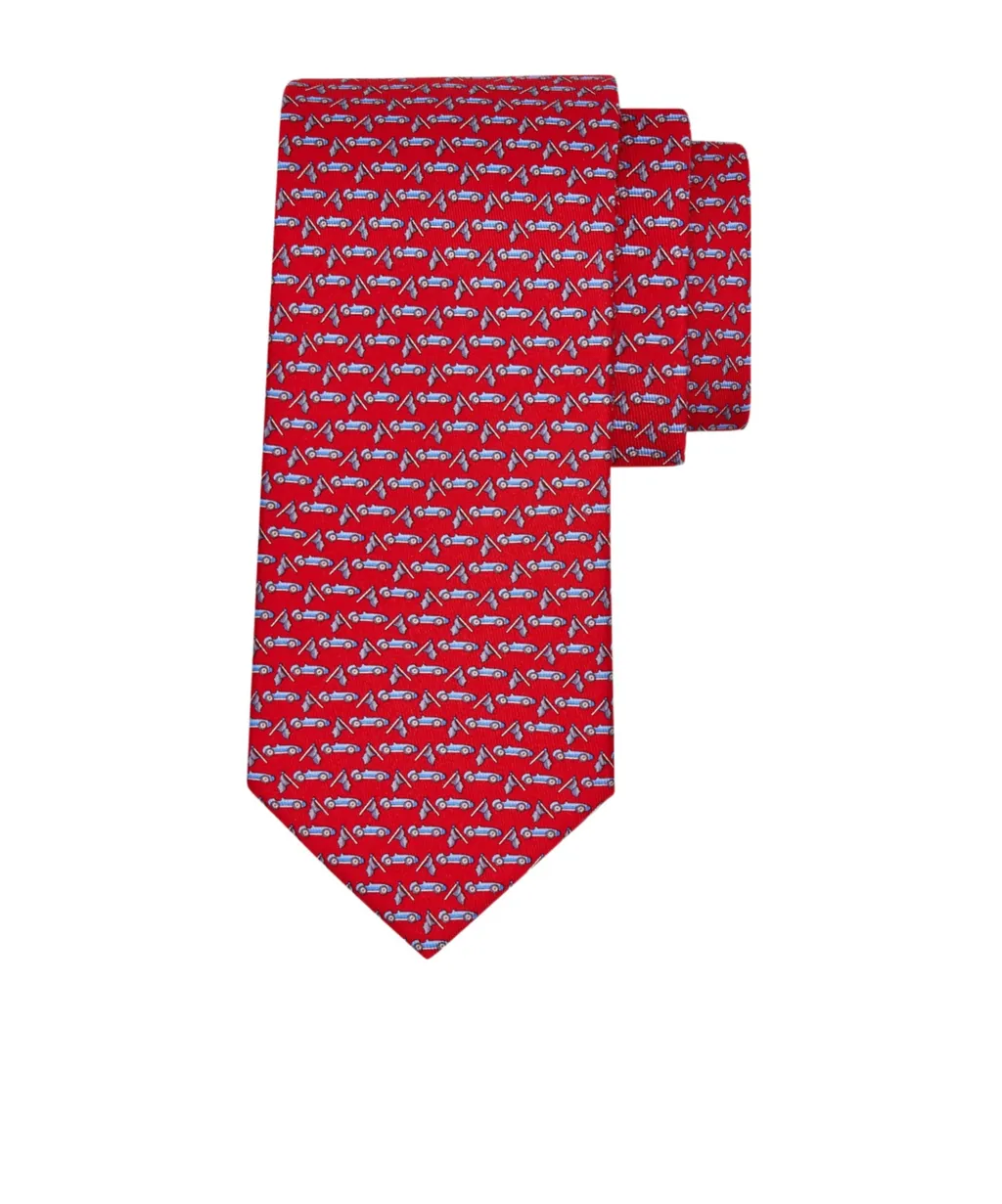Race Print Silk Tie