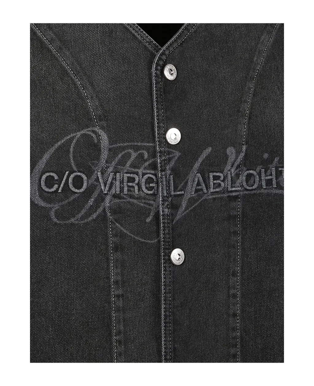 Off-White Button-Up Denim Baseball Shirt
