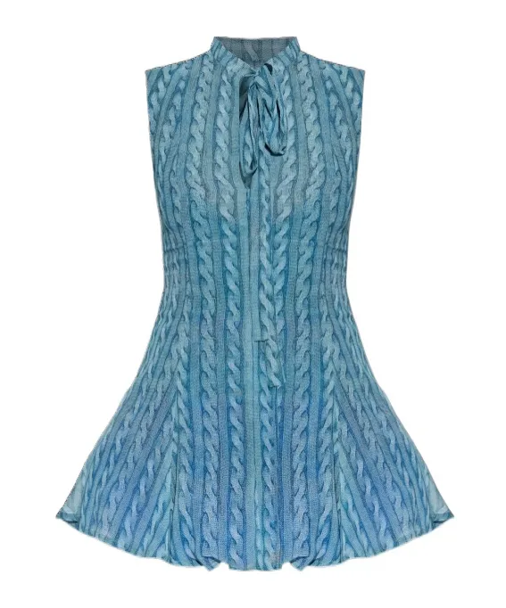 Cable-Print Minidress